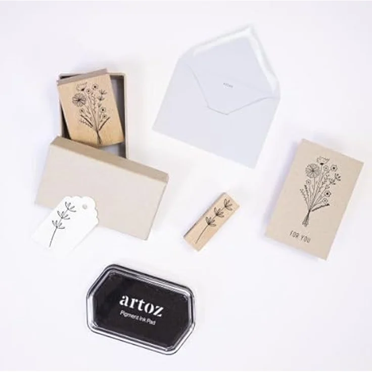 Artoz Stempel – Holzstempel – „Blume“ – 60 x 20 mm – Motivstempel zum Kartenbasteln für Einladungen, Geburtstag, Grüße – Bild 3
