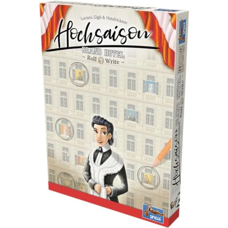 Lookout LOOD0061 Hochsaison: Grand Hotel Roll & Write, Brettspiel für 2-4 Spieler, ab 12 Jahren (DE) – Bild 3