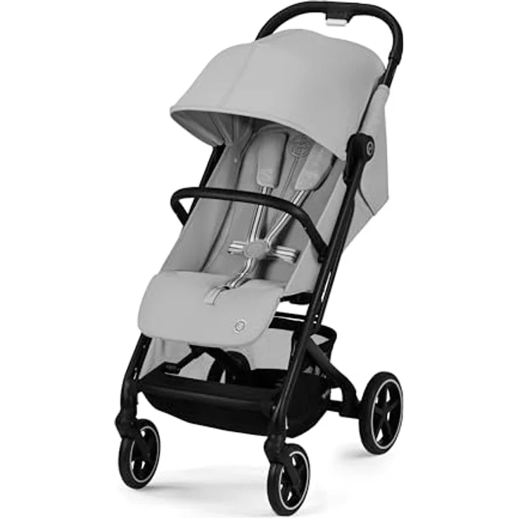 Cybex Gold Kinderwagen Beezy mit One-Pull Harness, Ab Geburt bis ca. 4 Jahre (max. 22 kg), Kompakt und ergonomisch, Fog Grey (Hellgrau mit schwarzem Rahmen) – Bild 1