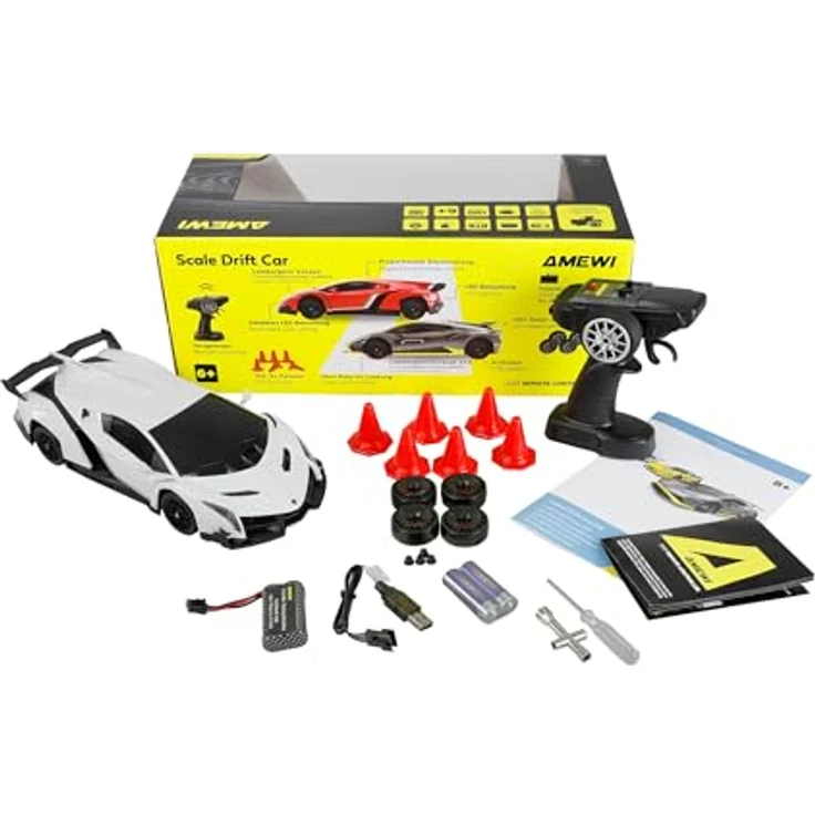 Amewi RC Drift Modell Lamborghini Veneno, weiss, RTR Ready-to-Run, 20 km/h, Allradantrieb, 2.4 GHz Funksteuerung – Bild 3