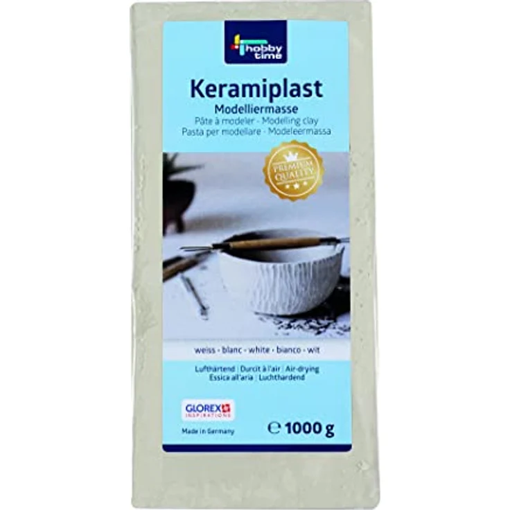 Glorex 6 8070 201 - Keramiplast, lufthärtende Modelliermasse, weiß, ca. 1000 g, gebrauchsfertig und geschmeidig, hergestellt auf natürlicher Basis - Preisvergleich