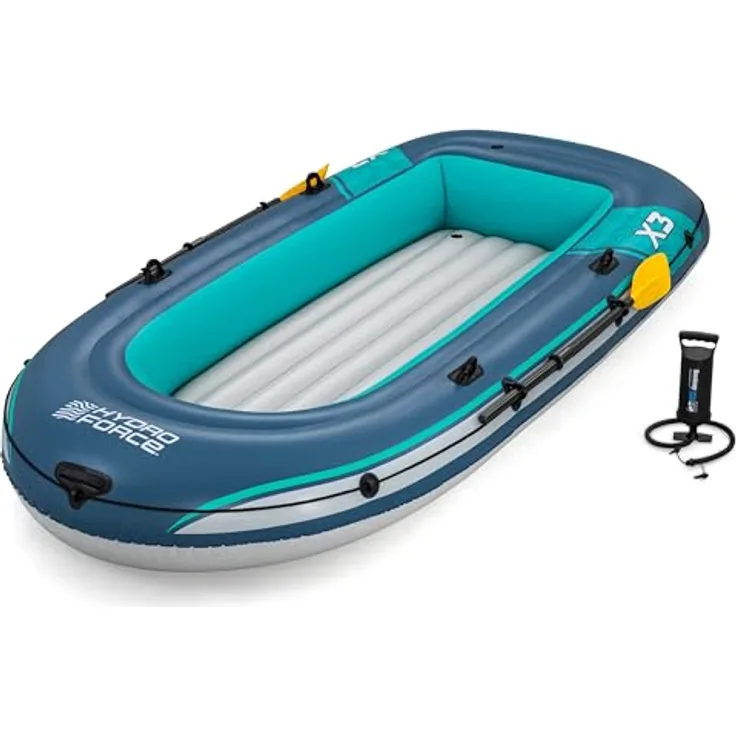 Bestway Hydro Force Trek X3, Schlauchboot (294 cm) für 3 Erwachsene, 360 kg Tragfähigkeit, strapazierfähiges Inflata-Shield-Material, stabiler aufblasbarer Boden