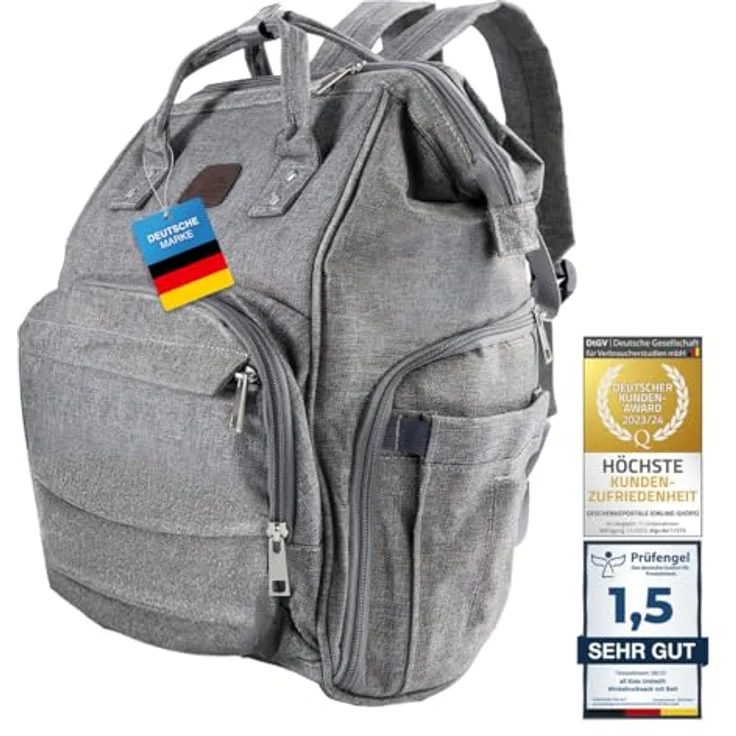 all Kids United® Wickeltasche Baby Wickelrucksack Deluxe Set, wasserfestes Nylon, Multifunktions-Babytaschen und mobile Wickelauflage, Kinderwagengurte, schwarz – Bild 2