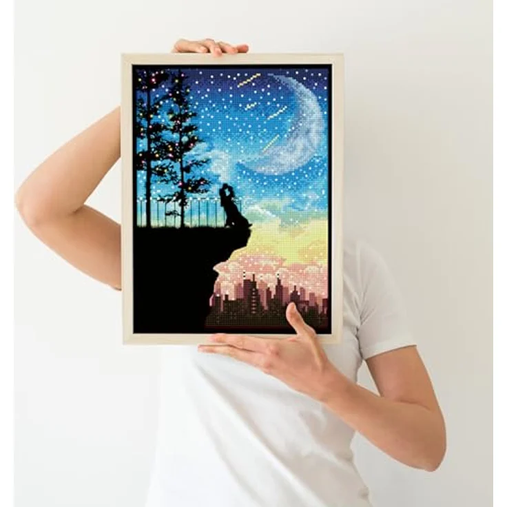 DIAMOND DOTZ Original 5D Diamond Painting Set "Romantischer Moment", DIY Diamant-Malerei-Kit mit runden Glitzersteinen, 40 x 30 cm, mittel, ab 12 Jahren – Bild 3