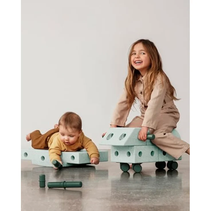 Modu Modell 20 tlg. Baukasten Starter-Set Explorer von 0-6 Jahren - Ocean Mint/Forest Green, Grünes Babyspielzeug – Bild 3