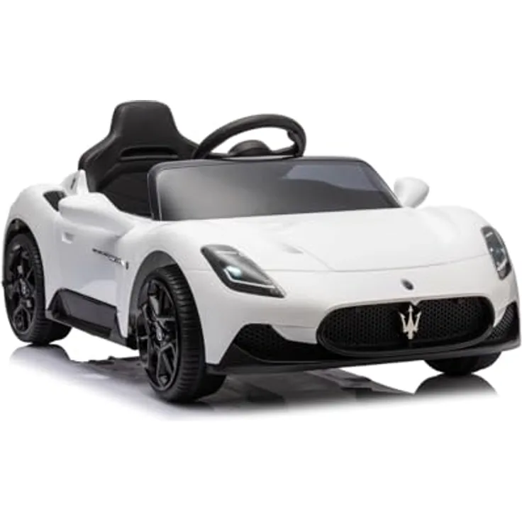 sun baby Kinderfahrzeug Maserati GT Cabrio, Kinderauto mit Lichtfunktionen, Fernbedienung, MP3-Player, USB, Bluetooth (Weiß)