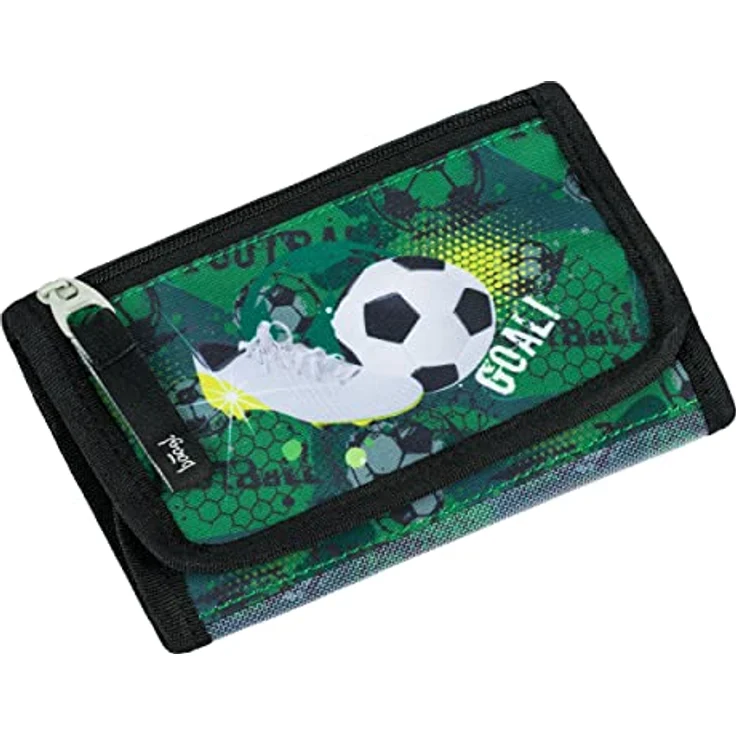 Baagl Brustbeutel Kinder, Geldbörse für Jungen mit Münzfach und Kordel, Mini Portemonnaie im Fussball-Design – Bild 1