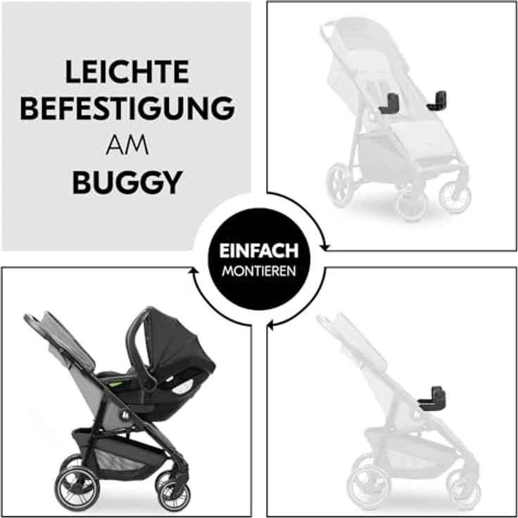 Hauck Universal Autositz Adapter für Shop N Care Kinderwagen, Kompatibel mit hauck Drive N Care oder Babyschalen mit Maxi-Cosi-Aufnahmen, Einfache Befestigung (Schwarz) – Bild 4