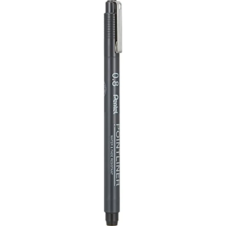 Pentel Pointliner S20P-8A, Fineliner, schwarz, wasserfest und lichtecht, 0,8 mm