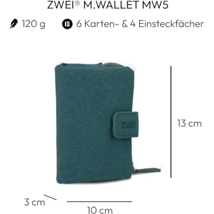 Zwei Mademoiselle Geldbörse, Polyurethan, mit 8 Kreditkartenfächern, Münzfach und Druckknopf-Verschluss, querformatig – Bild 2