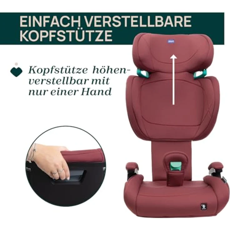 Chicco Quizy I-Size Lite, Kindersitz ECE R129, für Kinder 100-150 cm, leicht, mit einhand Sitzwinkeleinstellung und verstellbarer Kopfstütze – Bild 4