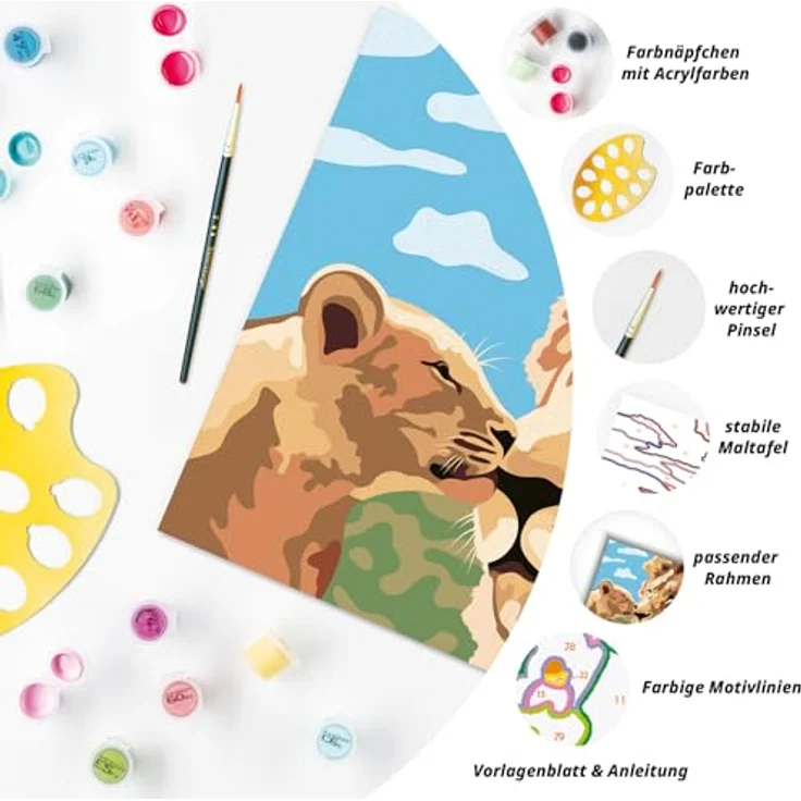 Ravensburger CreArt Malen nach Zahlen, Löwe mit Baby, 14 Acrylfarben, Made in Europe – Bild 5