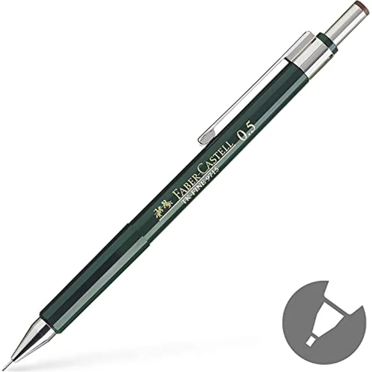 Faber-Castell TK-FINE 971, Druckbleistift mit 0,5 mm Mine, komplett versenkbares Minenführungsröhrchen, inklusive Radierer und 3 HB Feinminen – Bild 2
