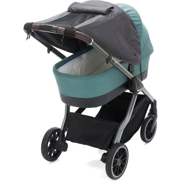 Fillikid Kinderwagen-Sonnenschutzhülle Sonnenschutz Deluxe, schwarz melange, mit Sichtfenster und einfachem Befestigungssystem für Kinderwagen & Buggys