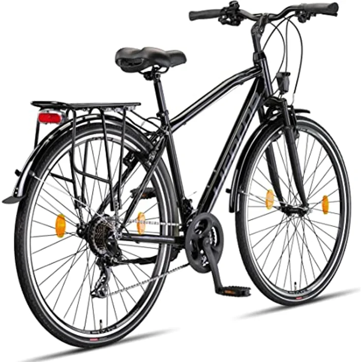 Licorne Bike Premium Trekking Bike in 28 Zoll - Fahrrad für Herren, Jungen, Damen und Herren - 21 Gang-Schaltung - Herren Citybike - Männerfahrrad - Life M-V-ATB - Schwarz/Grau – Bild 4