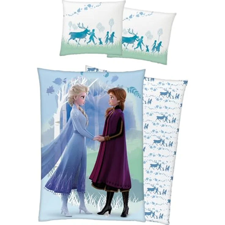 BERONAGE Frozen Die Eiskönigin Kinder-Bettwäsche Believe 135 x 200 + 80 x 80 cm 100% Baumwolle Biber-Flanell-Qualität Disney Anna ELSA Olaf Sven Kristoff Schneemann Deutsche Größe – Bild 1