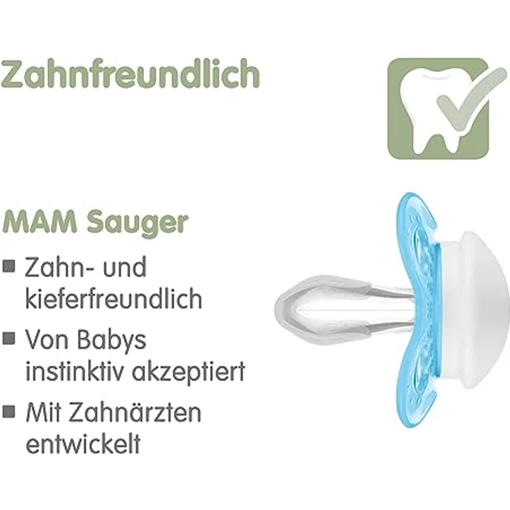 MAM Original Schnuller im 2er-Set, zahnfreundlicher Baby aus nachhaltigen & bio-erneuerbaren Materialien, Sauger aus SkinSoft Silikon, mit Schnullerbox, 0-6 Monate, Fisch/Seerose – Bild 5