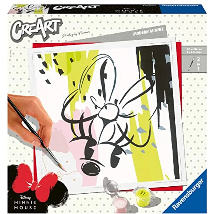 Ravensburger Malen nach Zahlen Quadrat Mickey Mouse Ravensburger CreArt-Malen nach Zahlen 20128 – Modern Minnie – ab 12 Jahren, one Size