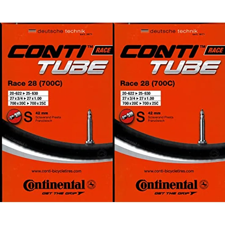 2X Continental Race 28 (700C) Schlauch 28 Zoll SV (18/25-622/630) SV 42mm