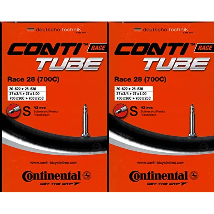 2X Continental Race 28 (700C) Schlauch 28 Zoll SV (18/25-622/630) SV 42mm