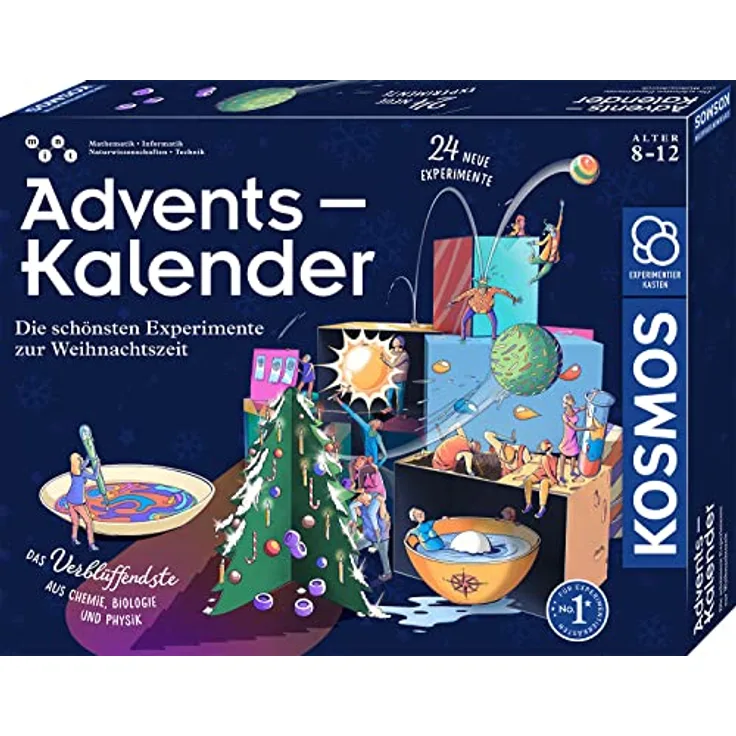 KOSMOS 661076 Experimentierkasten Adventskalender 2023, Die schönsten Experimente zur Weihnachtszeit, in 5 Min, für Kinder ab 8-12 Jahre, Spielzeug-Adventskalender, Science Adventskalender