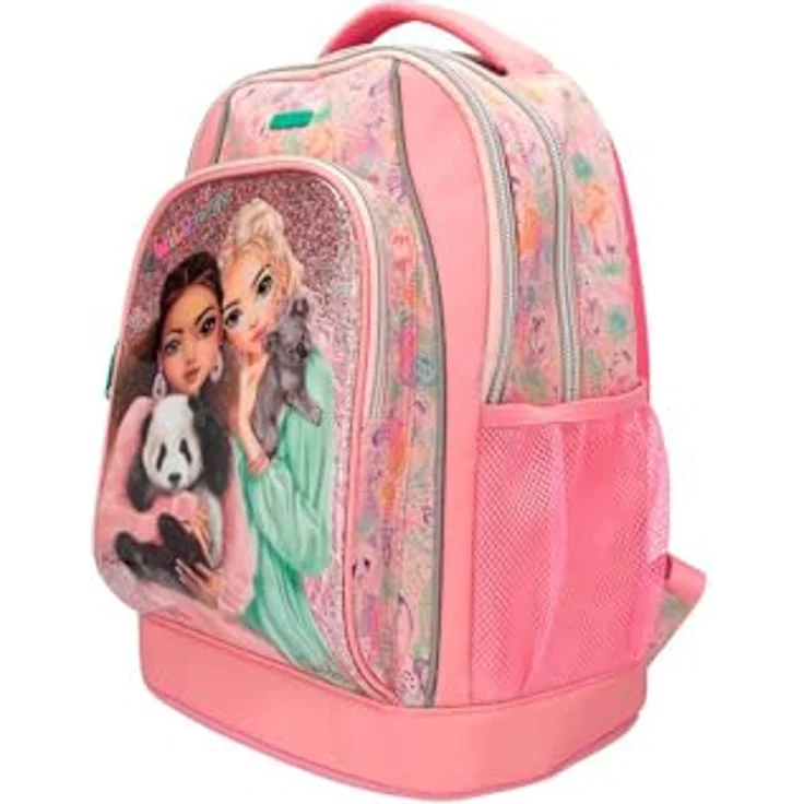 Depesche 12790 TOPModel Wild - Schulrucksack in Rosa, mit Model Motiv, Panda- und Koalamotiv, verstellbare und gepolsterte Träger – Bild 4