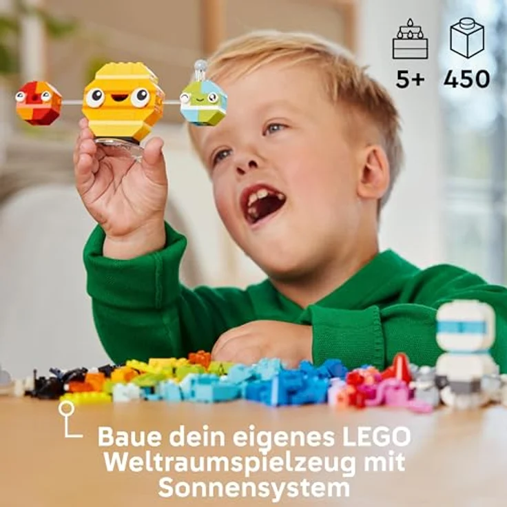 LEGO Classic Kreative Weltraumplaneten, baubares Sonnensystem-Modell für Kinder, Weltraum-Spielzeug mit Rakete, Raumschiff, Planeten und Alien, Geschenk für Kinder, Jungs und Mädchen ab 5 Jahren 11037 – Bild 2