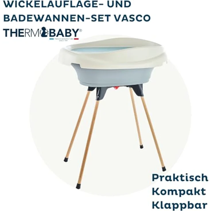 Thermobaby THERMOBABY Wickeltisch und Babybadewanne 2 in 1, zusammenklappbare Füße, ab der Geburt bis 12 Monate (max. 11 kg) – Bild 3