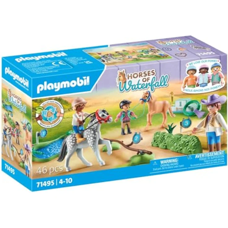 PLAYMOBIL 71495 Ponyturnier Spielset, mehrfarbig, mit Turnierplatz und verschiedenen Hindernissen aus recycelten Materialien – Bild 2