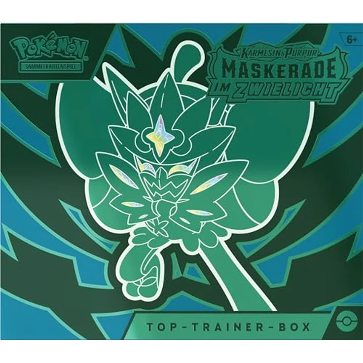 Pokémon-Sammelkartenspiel: Top-Trainer-Box Karmesin & Purpur – Maskerade im Zwielicht (1 Vollbild-Promokarte mit Türkisgrüne-Maske-Ogerpon, 9 Boosterpacks & Premium-Zubehör) – Bild 2
