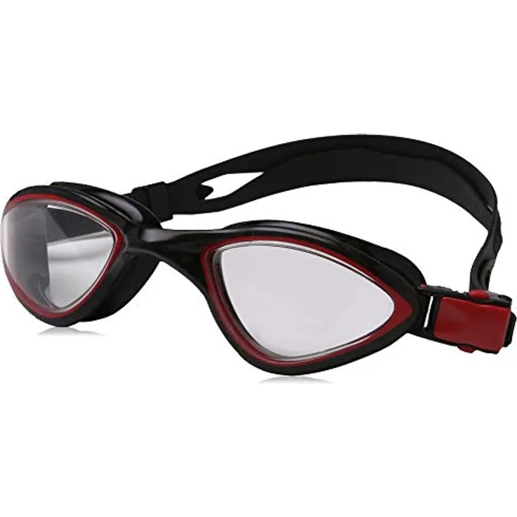 Aqua Speed Herren Clear Lens Flex Monoblock Schwimmbrille, schwarz/rot, Einheitsgröße