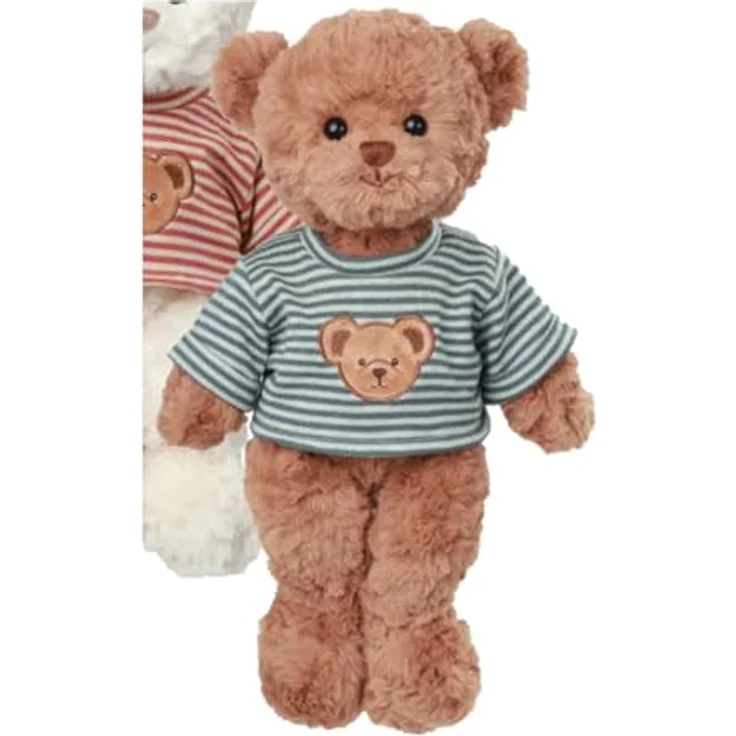 Bukowski Teddybär Joly, Plüschteddybär 35 cm in braun/blau mit T-Shirt, handwaschbar bis 30°C – Bild 1