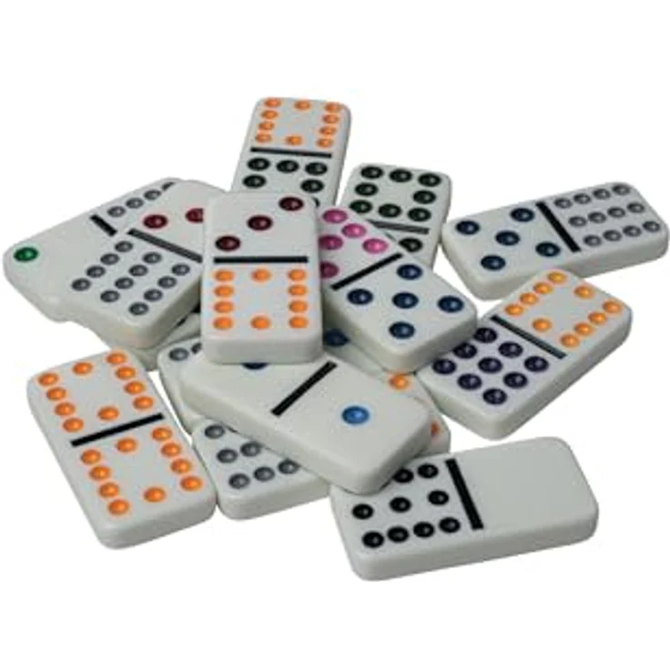 Philos 3630 - Domino Mexican Train, Legespiel für 2-8 Spieler mit 91 Urea Domino Steinen und Holzspielsteinhaltern – Bild 4