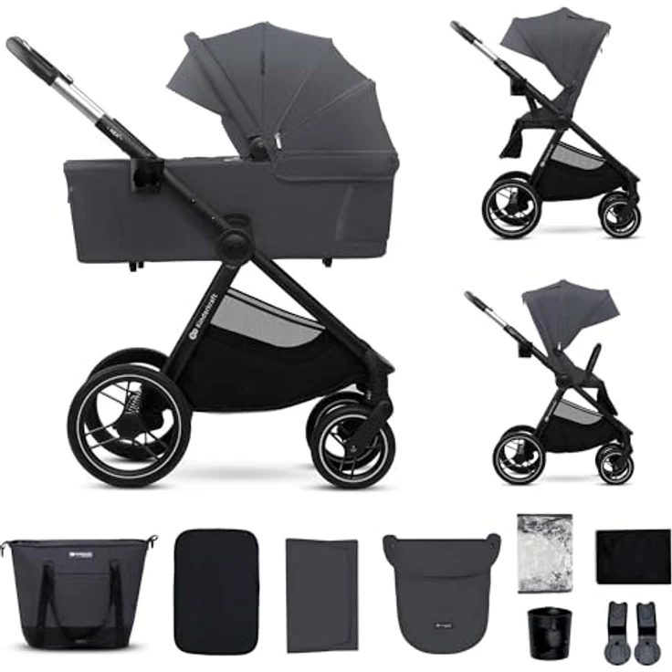 Kinderkraft NEA 2 Buggy, von Geburt bis 22 kg, mit Liegeposition, UPF50+, extrem leicht, dunkelgrau – Bild 1