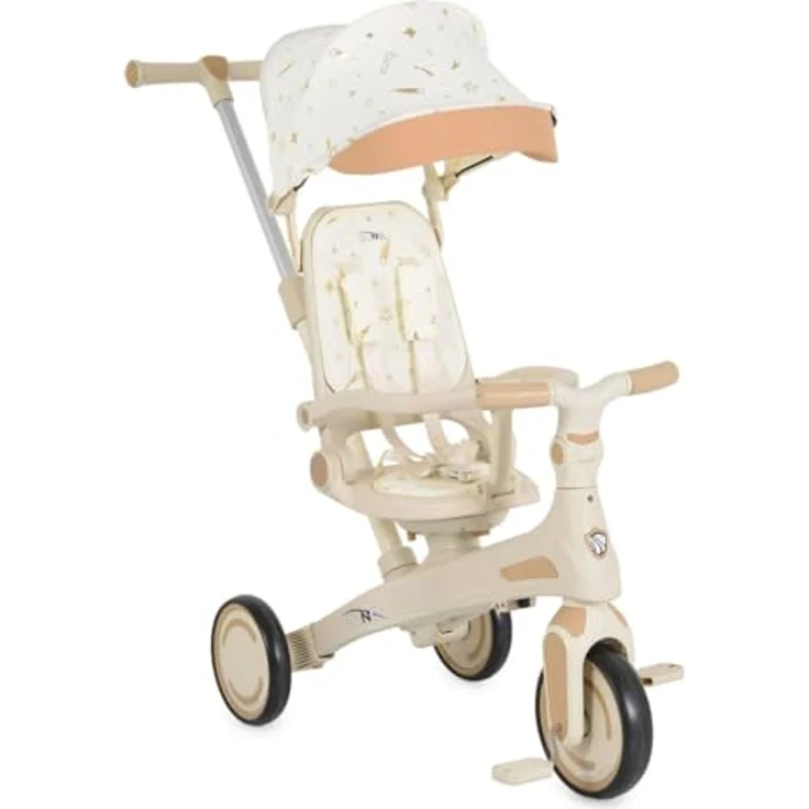 Byox Tricycle Juno 4 in 1, Dreirad mit drehbarem Sitz, Schiebegriff und Sonnendach, weiß beige, für Kinder ab 12 Monaten bis ca. 6 Jahre, max. 25 kg – Bild 2