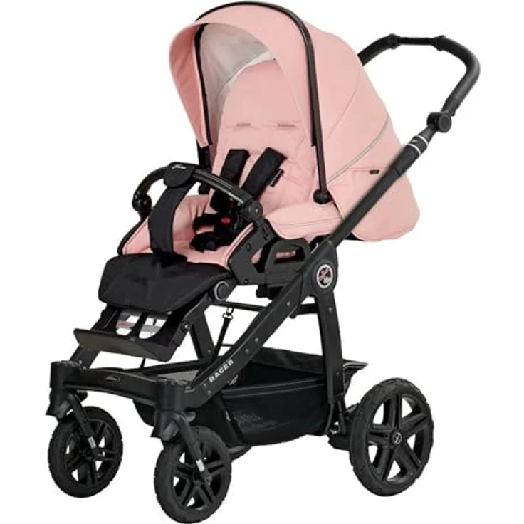 Hartan Kinderwagenset Racer GTS, Lachs, 3-teilig, Faltbare Babywanne, 5-Punkte-Gurt, Federung, Kugelgelagerte Räder, Made in Germany – Bild 3