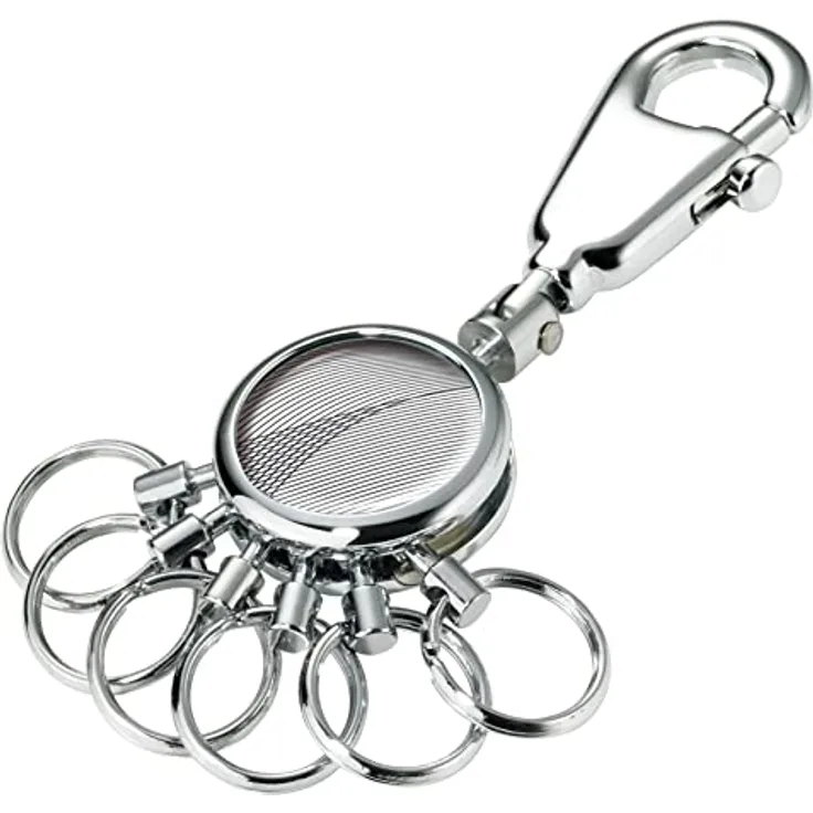 TROIKA PATENT GEOMETRIC WAVES Schlüsselhalter mit Karabiner und 6 ausklinkbaren Ringen, glänzend, edles Design