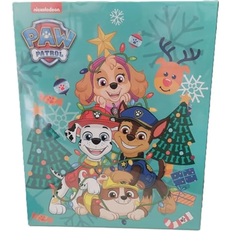 KTN Dr. Neuberger GmbH PAW Patrol Adventskalender "Christmas Time", Adventskalender für Mädchen im türkisfarbenen Design mit beliebten Charakteren und festlicher Winterdekoration