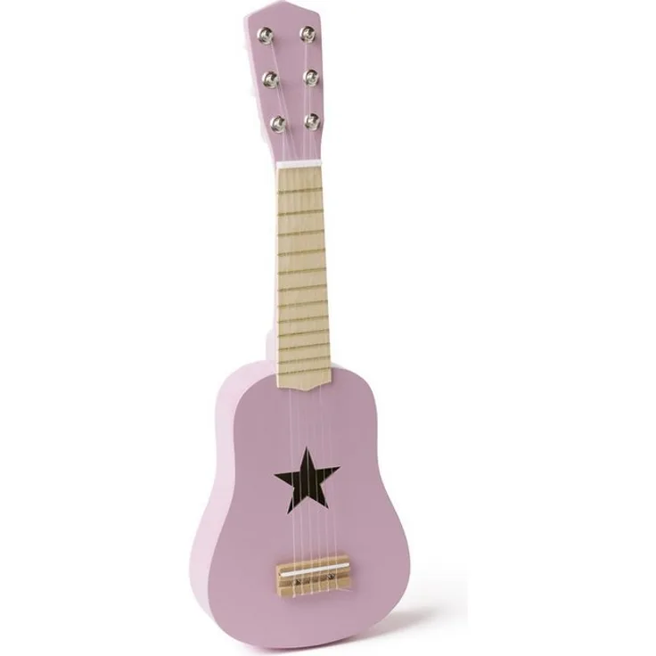 Kids Concept Meine erste Gitarre, Spielzeug-Musikinstrument aus Holz, 53 cm, rosa, 6 Saiten für Kinder