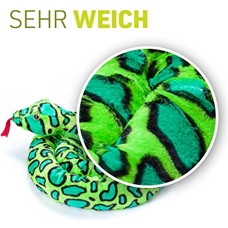Home-Flair Plüschtier Schlange, Kuscheltier und Zugluftstopper, 250 cm, grün – Bild 2