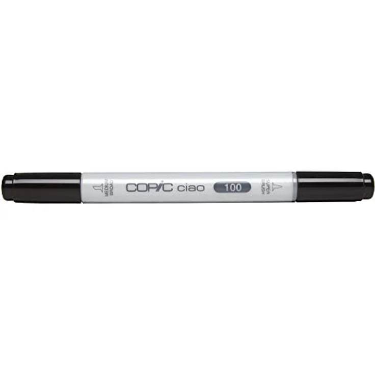 COPIC Ciao Marker Typ - 100, black, vielseitiger Layoutmarker, alkoholbasiert, mit einer mittelbreiten und einer Brush-Spitze – Bild 1