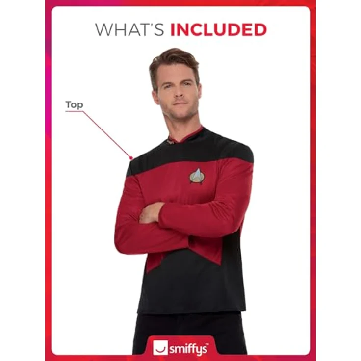 Smiffys Star Trek, The Next Generation Command Uniform, Herren, Oberteil Größe 42"-44", schwarz – Bild 2