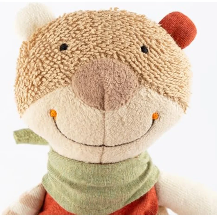 Sigikid Schnuffeltuch Bär braun gestreift, Schmusetuch für Babys mit abwechslungsreichen Stoffen und tollen Greifmöglichkeiten – Bild 3
