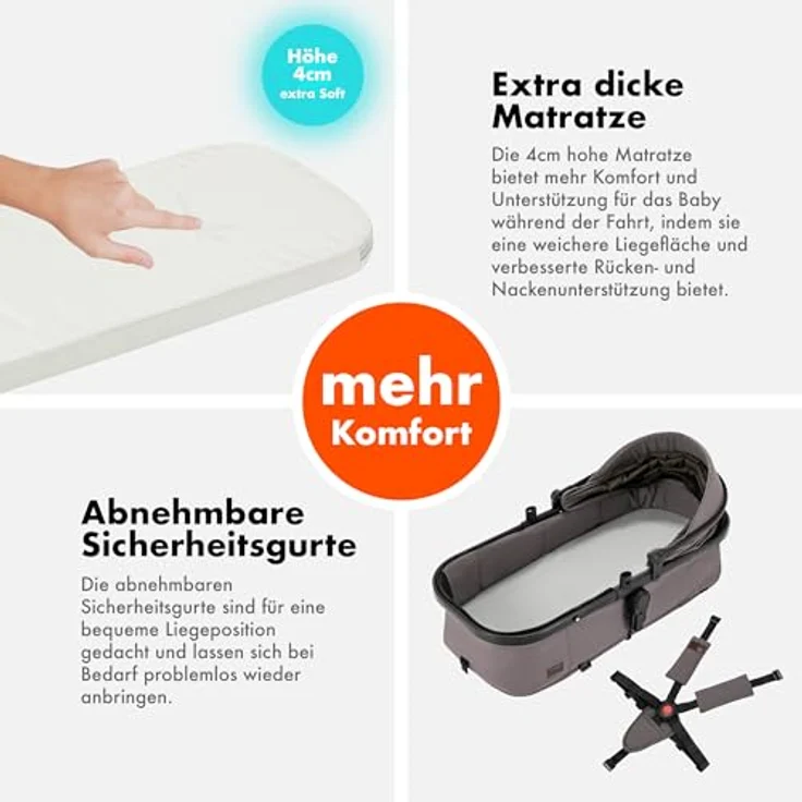 Daliya® FLEXI-PRO M 2in1 Kombikinderwagen, Klappbar und Höhenverstellbar, Leichter Buggy mit Liegefunktion und großem Einkaufskorb, Braun-Grau – Bild 7