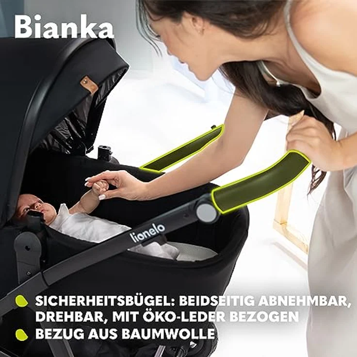 Lionelo Bianka, Kinderwagen mit verstellbarem Sitz und großem Einkaufskorb, schwarz – Bild 7