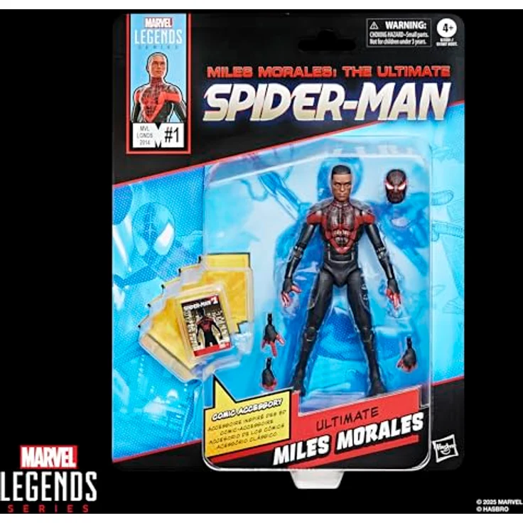 Marvel Legends Series Ultimate Miles Morales Spider-Man Action-Figur, 15 cm, schwarz, mit 5 Accessoires und über 20 Bewegungspunkten – Bild 2