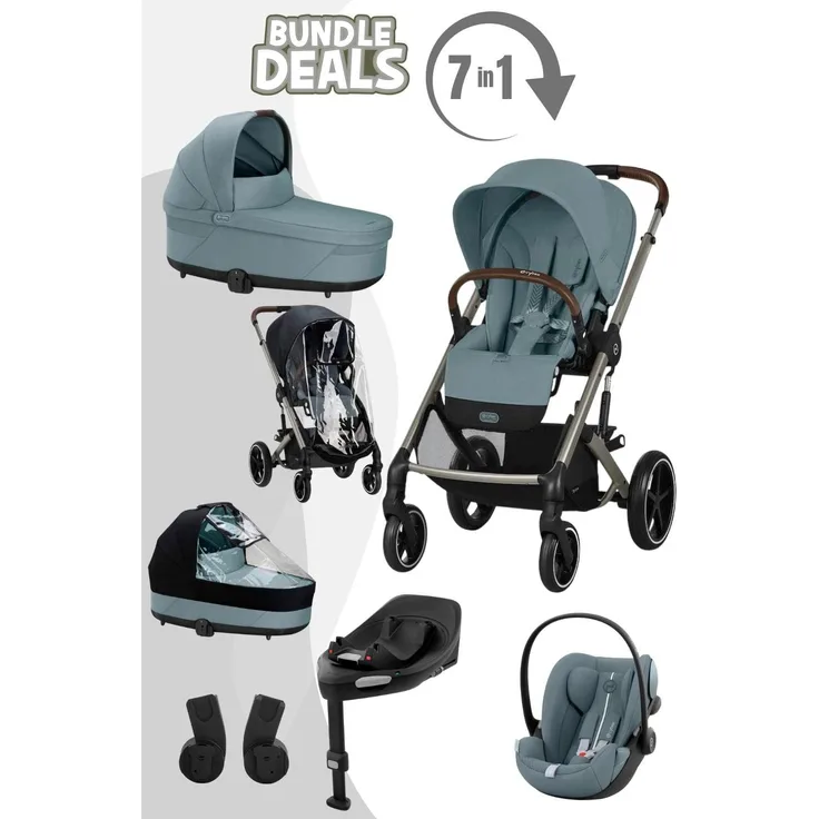 Cybex Balios S Lux Kinderwagen mit Babywanne, Babyschale Cloud G und Isofix Base G, schwarz