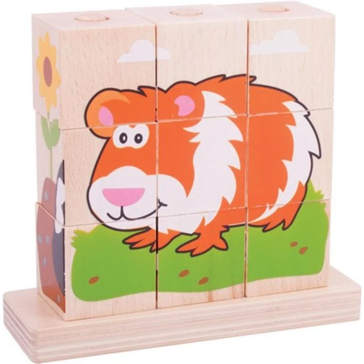 Bigjigs Wooden Block Puzzle Pets, 10-teiliges Holzpuzzle mit Katzen-, Hund-, Hamster- und Kaninchenmotiven, geeignet für Kinder ab 12 Monaten – Bild 8