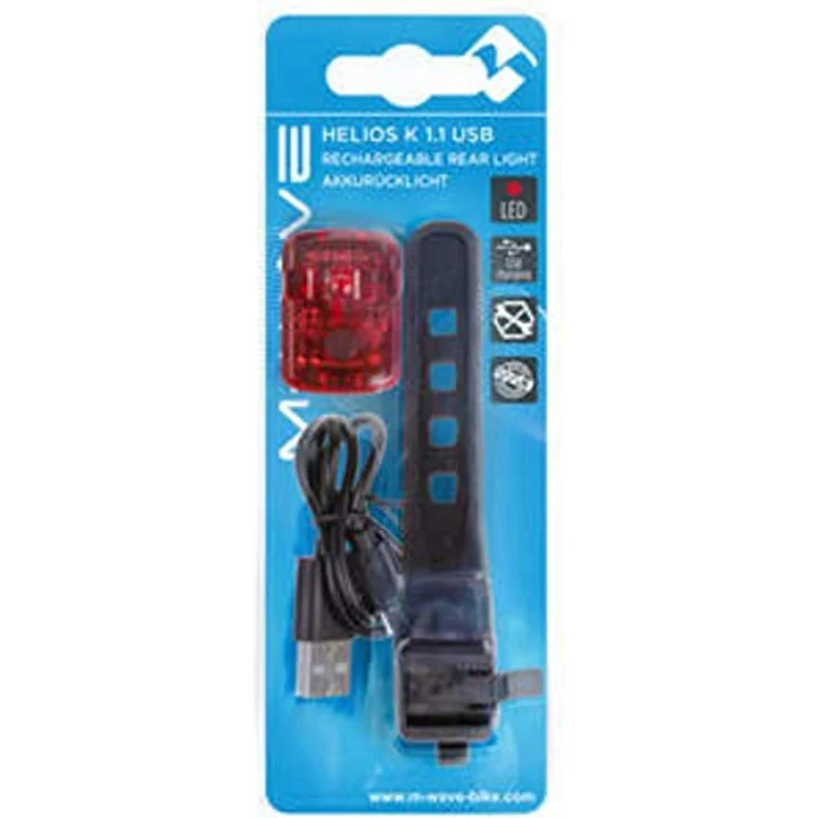 M-Wave Unisex – Erwachsene Helios K 1.1 USB Akkurücklicht, schwarz/rot – Bild 3