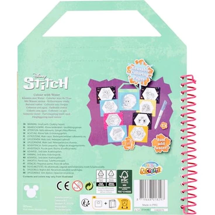 Canenco Stitch - Wassermalbuch für Kinder, sicher für ab 3 Jahren, mit kreativen Malvorlagen – Bild 3